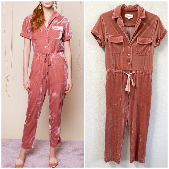 Rachel Antonoff Pants - Rachel Antonoff Jewel Jumpsuit Velvet Rose Pink Size XS